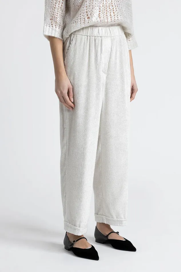 Peserico Suits And Sets Woman Corduroy Cropped Trousers Natural White