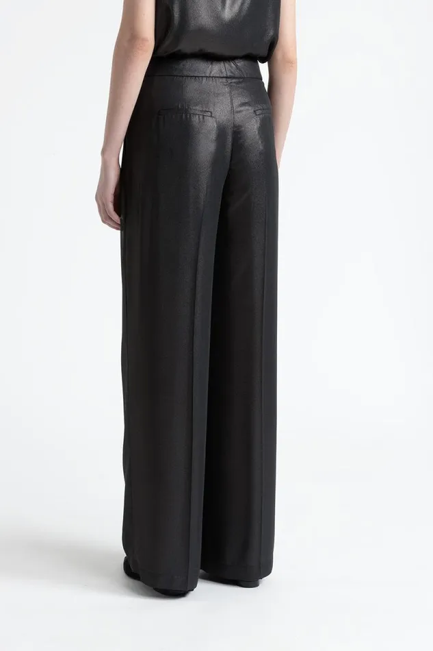 Peserico Suits And Sets Woman Laminated Georgette Palazzo Trousers Black Peserico Suits And Sets Woman Laminated Georgette Palazzo Trousers Black