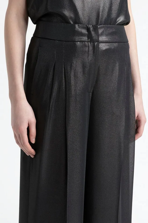Peserico Suits And Sets Woman Laminated Georgette Palazzo Trousers Black Peserico Suits And Sets Woman Laminated Georgette Palazzo Trousers Black