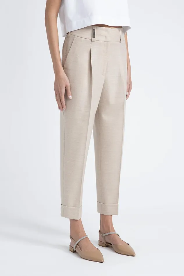 Peserico Suits And Sets Woman Loro Piana Jasp Comfort Wool Fabric Trousers Barley Peserico Suits And Sets Woman Loro Piana Jasp Comfort Wool Fabric Trousers Barley