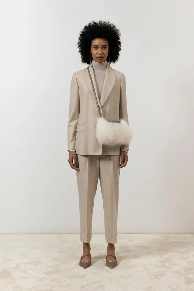 Peserico Suits And Sets Woman Loro Piana Jasp Comfort Wool Fabric Trousers Barley Peserico Suits And Sets Woman Loro Piana Jasp Comfort Wool Fabric Trousers Barley
