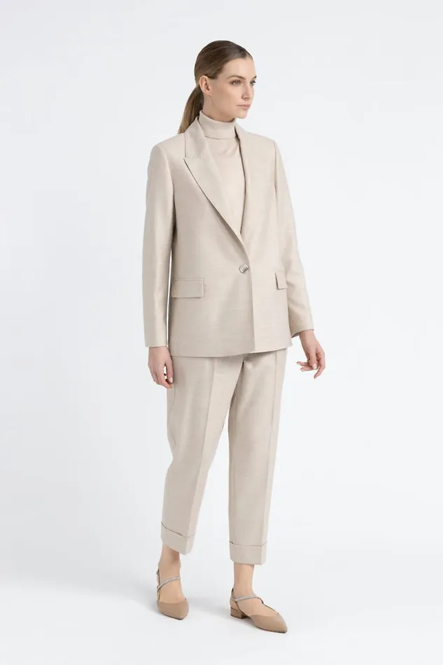 Peserico Suits And Sets Woman Loro Piana Jasp Comfort Wool Fabric Trousers Barley Peserico Suits And Sets Woman Loro Piana Jasp Comfort Wool Fabric Trousers Barley