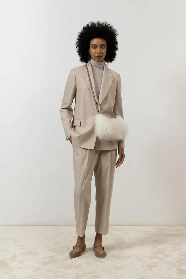 Peserico Suits And Sets Woman Loro Piana Jasp Comfort Wool Fabric Trousers Barley Peserico Suits And Sets Woman Loro Piana Jasp Comfort Wool Fabric Trousers Barley