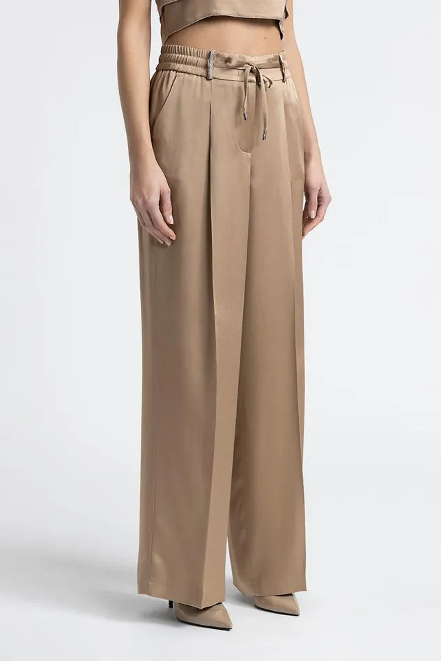 Peserico Suits And Sets Woman Satin Palazzo Trousers Camel