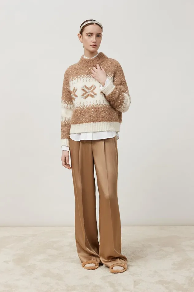 Peserico Suits And Sets Woman Satin Palazzo Trousers Camel Peserico Suits And Sets Woman Satin Palazzo Trousers Camel