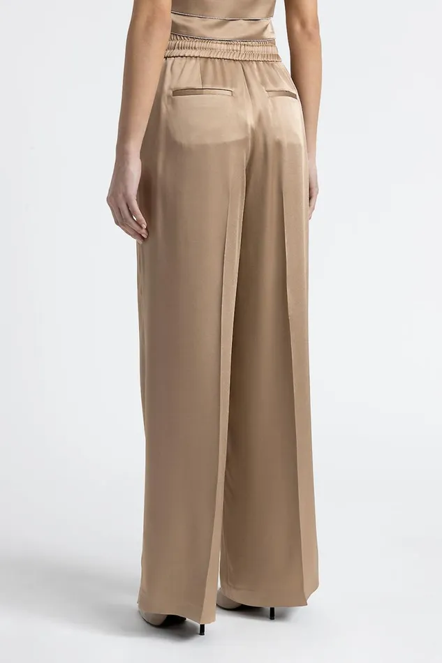 Peserico Suits And Sets Woman Satin Palazzo Trousers Camel Peserico Suits And Sets Woman Satin Palazzo Trousers Camel