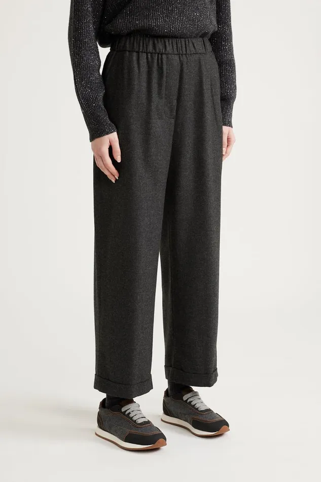 Peserico Suits And Sets Woman Straight Cropped Trousers Graphite