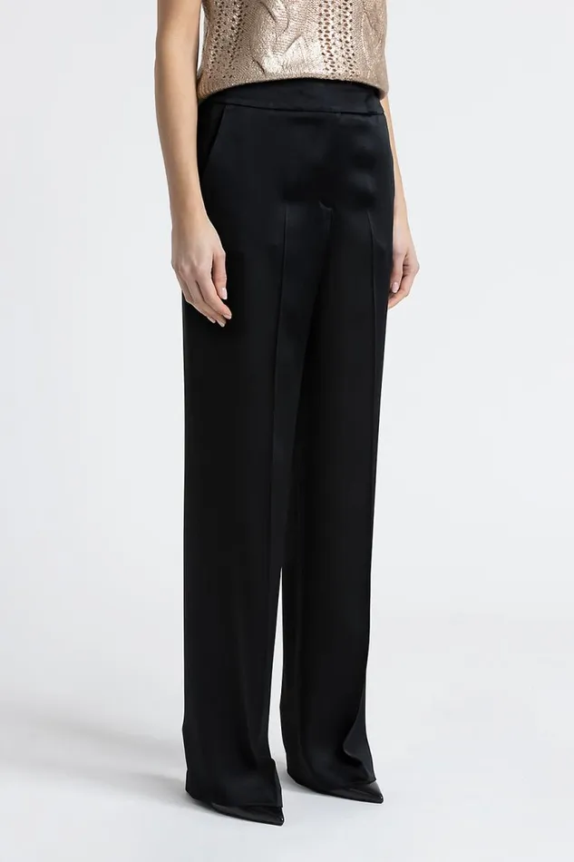 Peserico Suits And Sets Woman Straight Satin Trousers Black