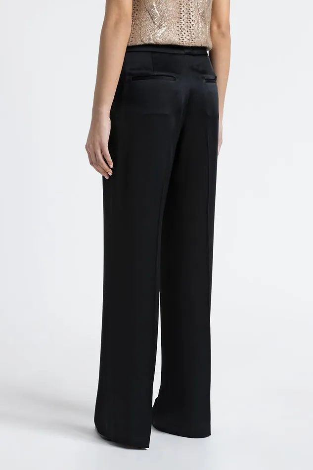 Peserico Suits And Sets Woman Straight Satin Trousers Black Peserico Suits And Sets Woman Straight Satin Trousers Black