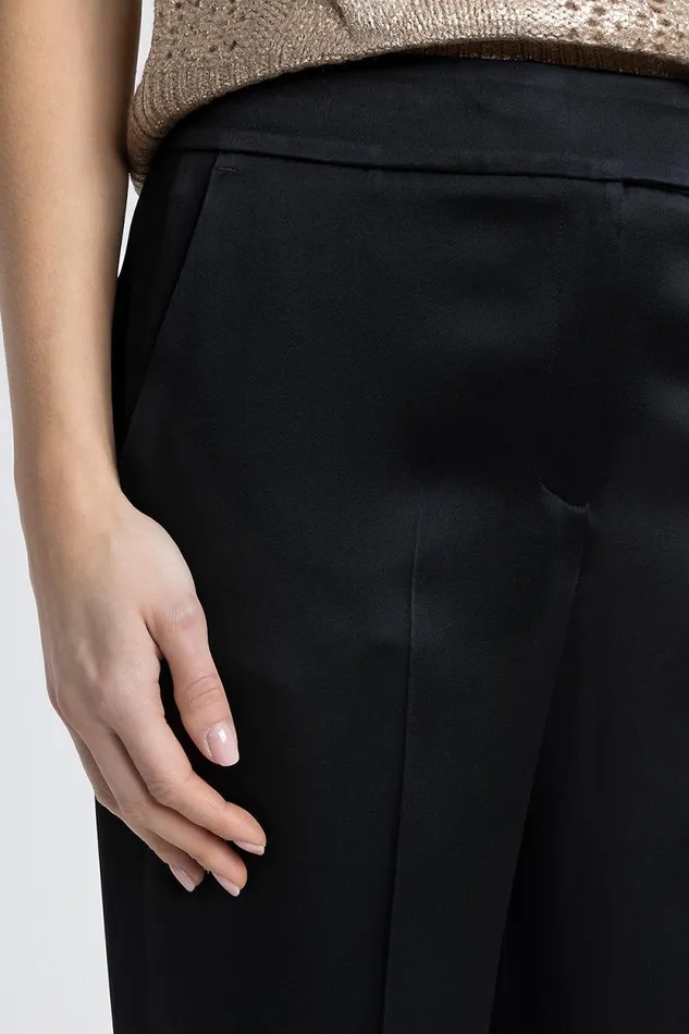 Peserico Suits And Sets Woman Straight Satin Trousers Black Peserico Suits And Sets Woman Straight Satin Trousers Black