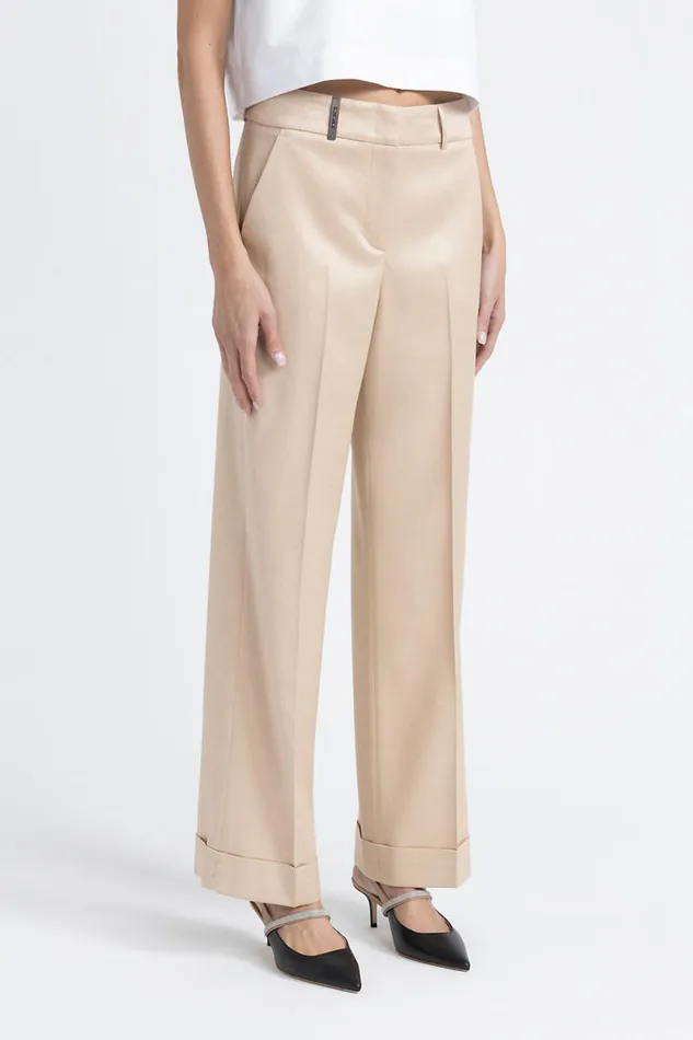 Peserico Suits And Sets Woman Straight Trousers In Wool And Viscose Jasp Flannel Macchiato Peserico Suits And Sets Woman Straight Trousers In Wool And Viscose Jasp Flannel Macchiato