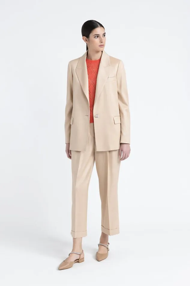 Peserico Suits And Sets Woman Straight Trousers In Wool And Viscose Jasp Flannel Macchiato Peserico Suits And Sets Woman Straight Trousers In Wool And Viscose Jasp Flannel Macchiato