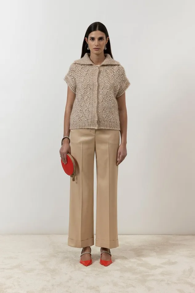 Peserico Suits And Sets Woman Straight Trousers In Wool And Viscose Jasp Flannel Macchiato Peserico Suits And Sets Woman Straight Trousers In Wool And Viscose Jasp Flannel Macchiato