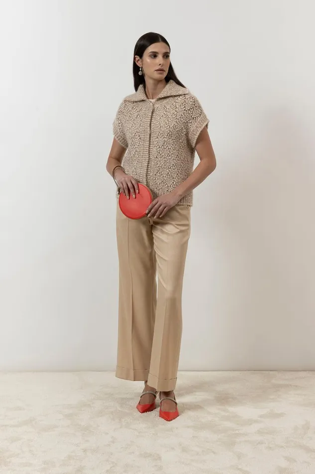 Peserico Suits And Sets Woman Straight Trousers In Wool And Viscose Jasp Flannel Macchiato Peserico Suits And Sets Woman Straight Trousers In Wool And Viscose Jasp Flannel Macchiato
