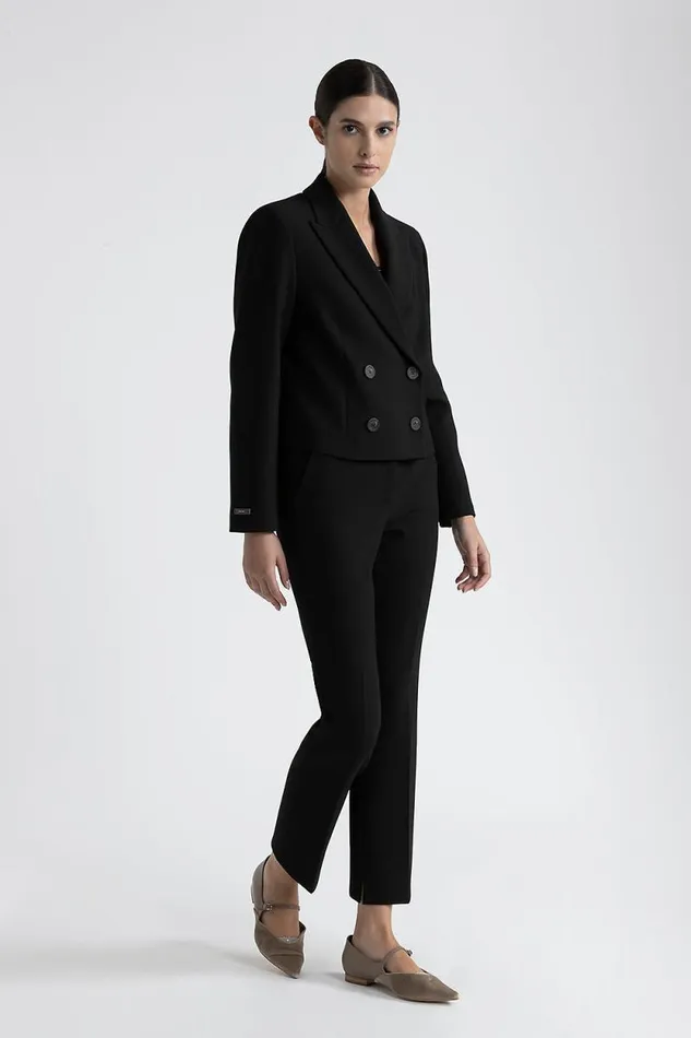 Peserico Suits And Sets Woman Stretch ViscoseCotton Trousers Black Peserico Suits And Sets Woman Stretch ViscoseCotton Trousers Black
