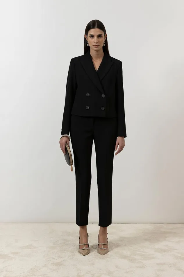 Peserico Suits And Sets Woman Stretch ViscoseCotton Trousers Black Peserico Suits And Sets Woman Stretch ViscoseCotton Trousers Black
