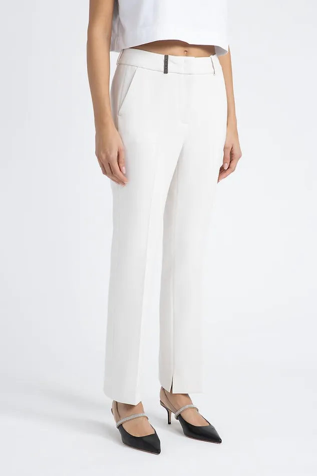 Peserico Suits And Sets Woman Stretch ViscoseCotton Trousers Pearl Beige