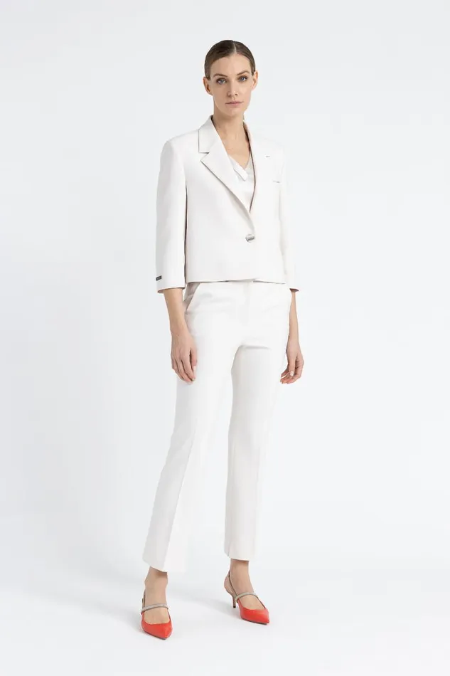 Peserico Suits And Sets Woman Stretch ViscoseCotton Trousers Pearl Beige Peserico Suits And Sets Woman Stretch ViscoseCotton Trousers Pearl Beige