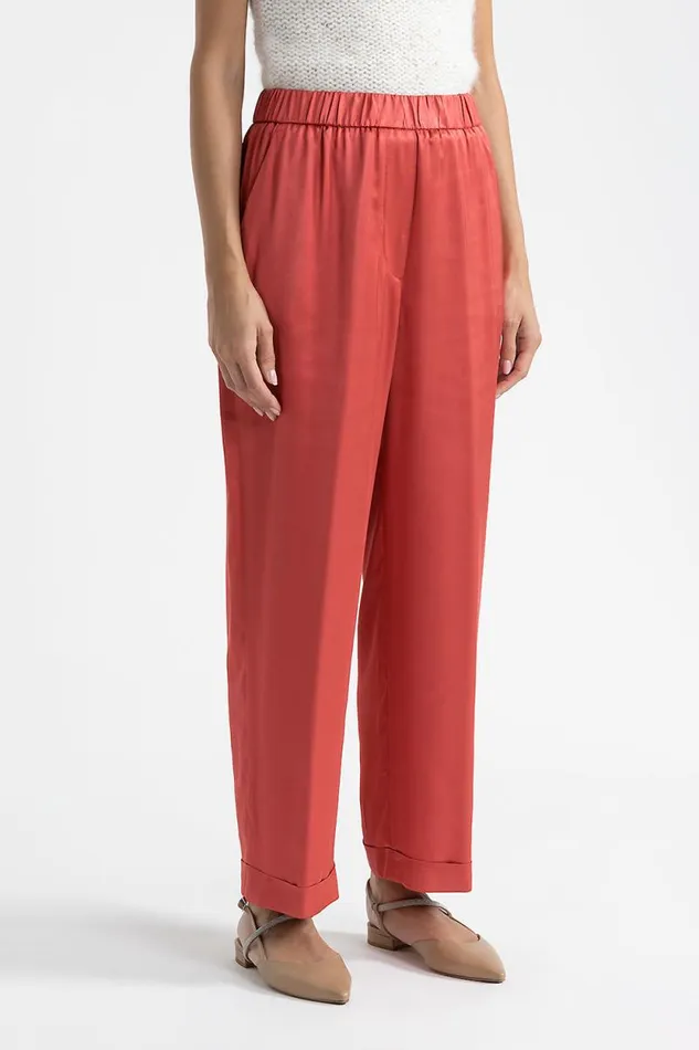 Peserico Suits And Sets Woman Viscose Satin Trousers Enrosadira Red