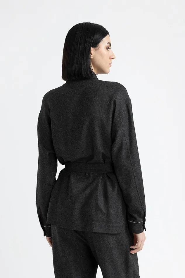 Peserico Suits And Sets Woman Wool And Viscose Flannel Shirt Graphite Peserico Suits And Sets Woman Wool And Viscose Flannel Shirt Graphite