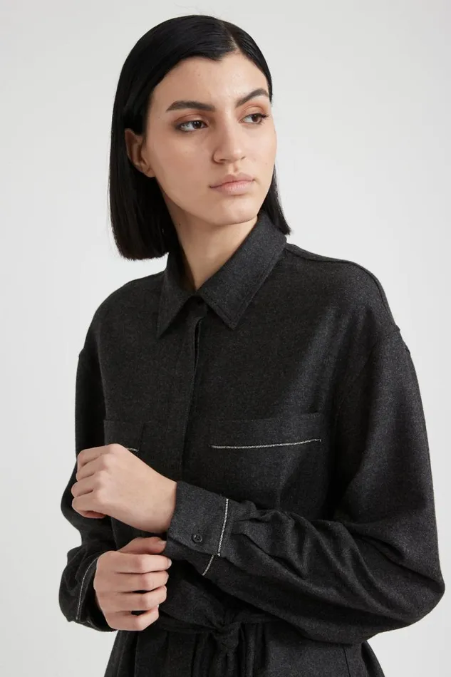 Peserico Suits And Sets Woman Wool And Viscose Flannel Shirt Graphite Peserico Suits And Sets Woman Wool And Viscose Flannel Shirt Graphite