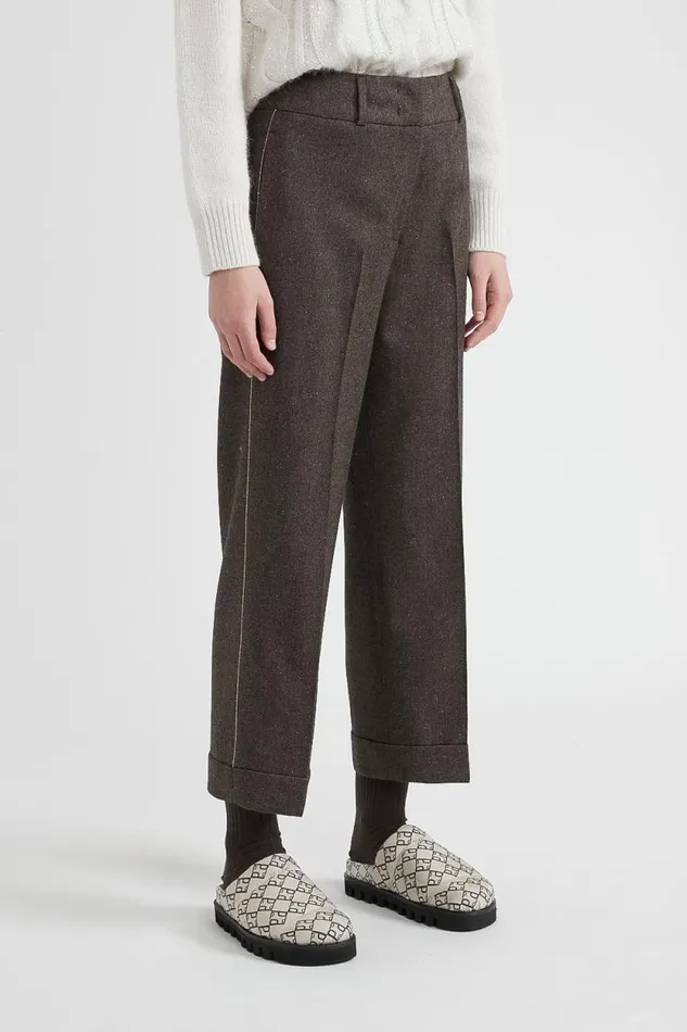 Peserico Suits And Sets Woman Wool Cashmere And Silk Trousers Walnut
