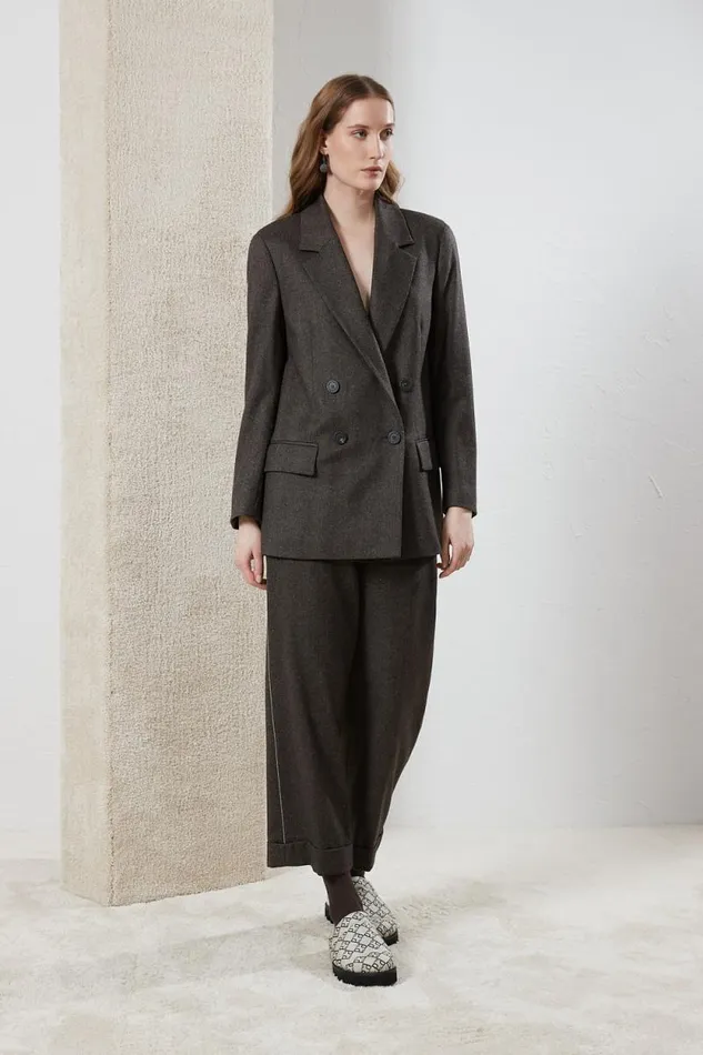 Peserico Suits And Sets Woman Wool Cashmere And Silk Trousers Walnut Peserico Suits And Sets Woman Wool Cashmere And Silk Trousers Walnut