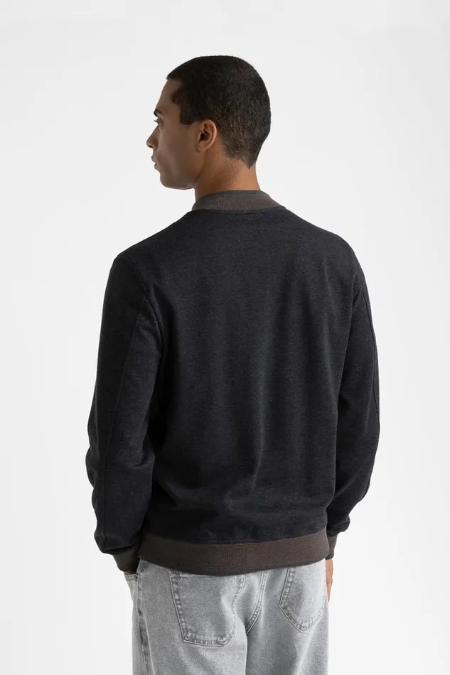 Peserico Sweatshirts Man Cotton Blend Bomber Sweatshirt Graphite Peserico Sweatshirts Man Cotton Blend Bomber Sweatshirt Graphite