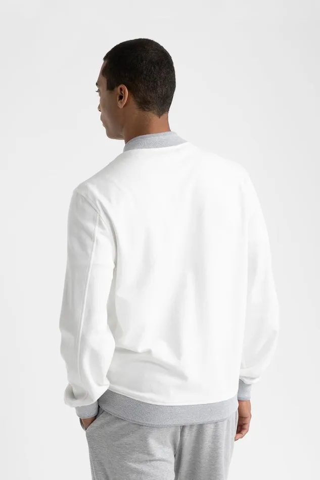 Peserico Sweatshirts Man Cotton Blend Bomber Sweatshirt Natural White Peserico Sweatshirts Man Cotton Blend Bomber Sweatshirt Natural White