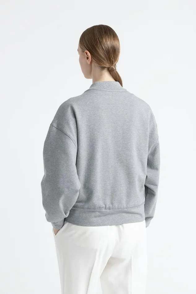 Peserico Sweatshirts Woman Brushed Stretch Cotton Sweatshirt Granite Peserico Sweatshirts Woman Brushed Stretch Cotton Sweatshirt Granite