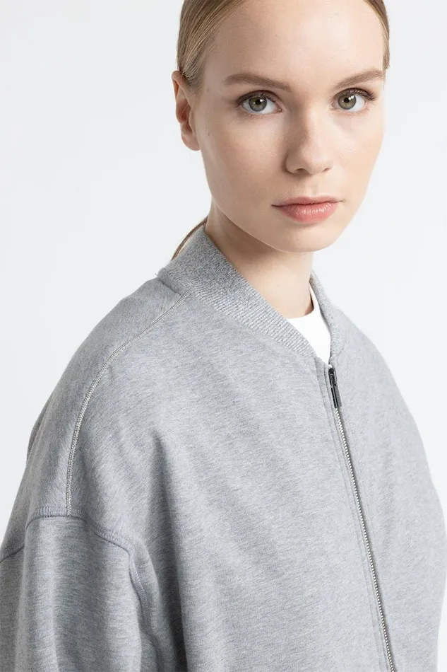 Peserico Sweatshirts Woman Brushed Stretch Cotton Sweatshirt Granite Peserico Sweatshirts Woman Brushed Stretch Cotton Sweatshirt Granite