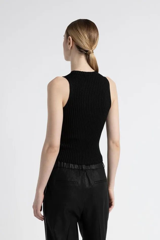Peserico Tops And TShirts Woman Viscose And Lurex Yarn Top Black Peserico Tops And TShirts Woman Viscose And Lurex Yarn Top Black
