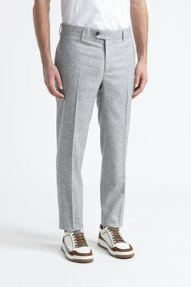 Peserico Trousers Man Classic Pants In Wool Silk And Cashmere Tweed Granite