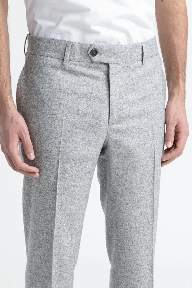 Peserico Trousers Man Classic Pants In Wool Silk And Cashmere Tweed Granite