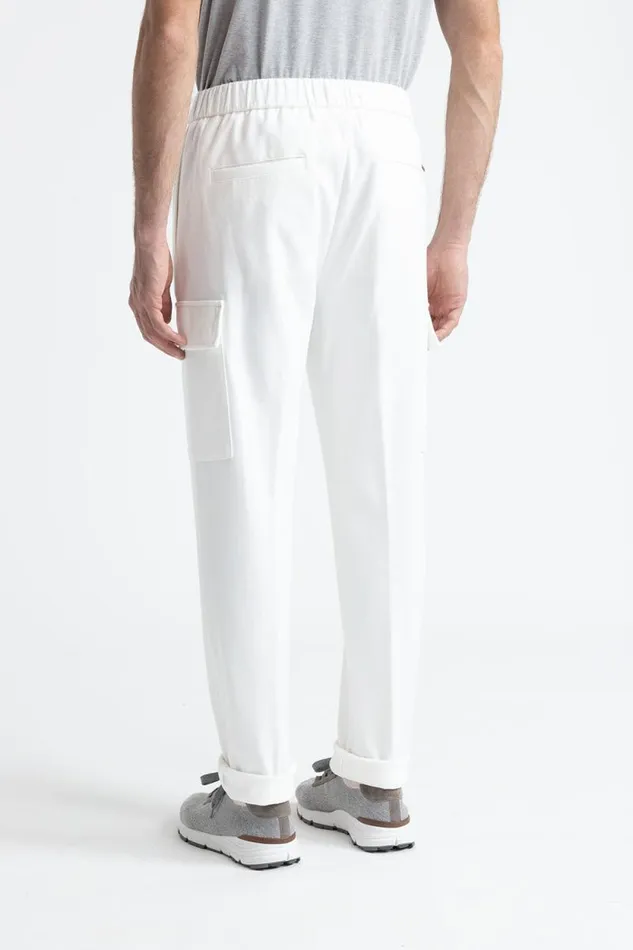 Peserico Trousers Man Cotton Blend Joggers Natural White Peserico Trousers Man Cotton Blend Joggers Natural White