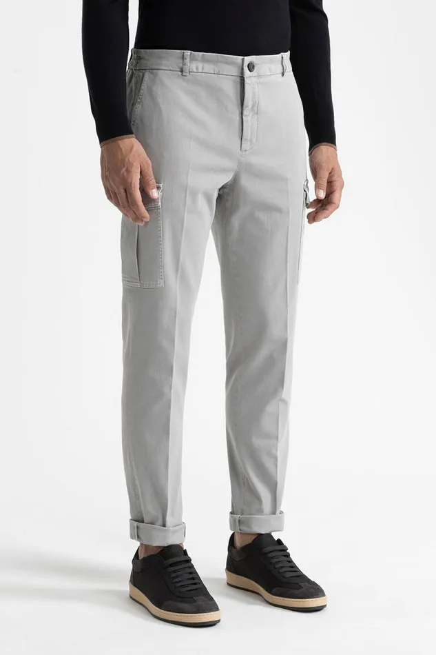Peserico Trousers Man Cotton Chinos With Pockets Granite