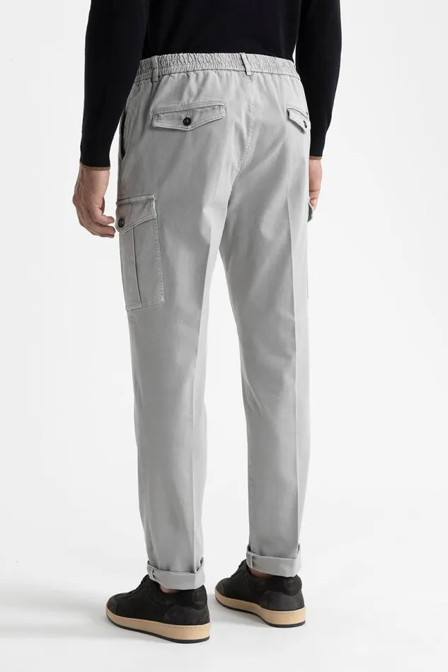 Peserico Trousers Man Cotton Chinos With Pockets Granite Peserico Trousers Man Cotton Chinos With Pockets Granite
