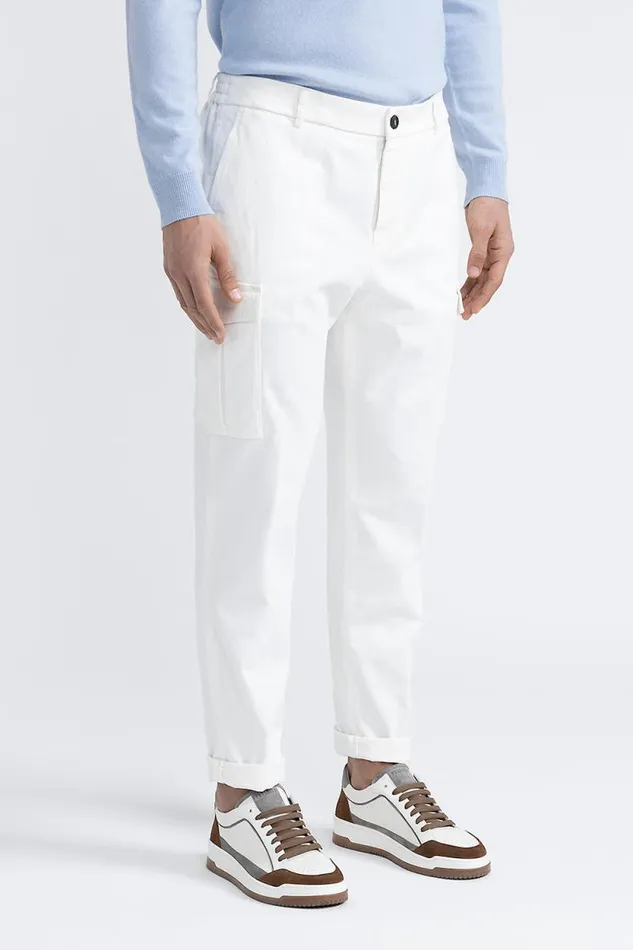 Peserico Trousers Man Cotton Chinos With Pockets Natural White