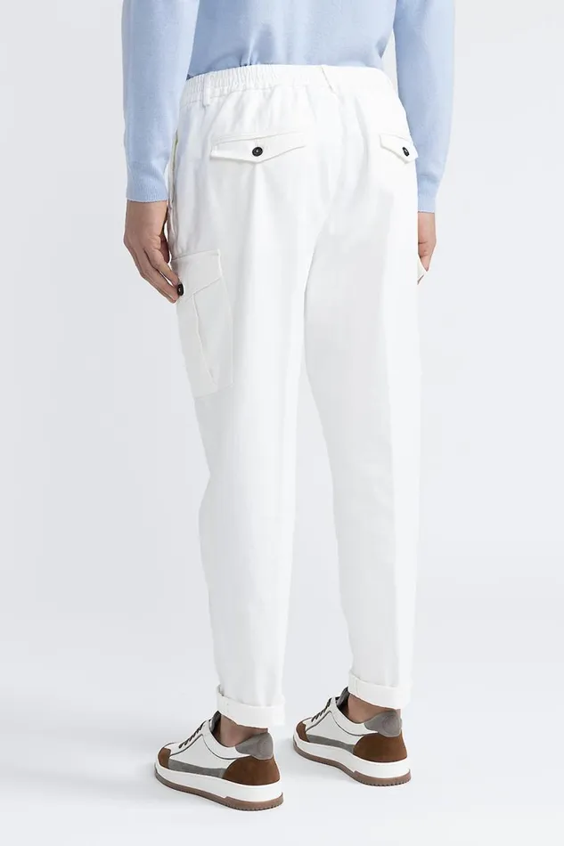 Peserico Trousers Man Cotton Chinos With Pockets Natural White Peserico Trousers Man Cotton Chinos With Pockets Natural White