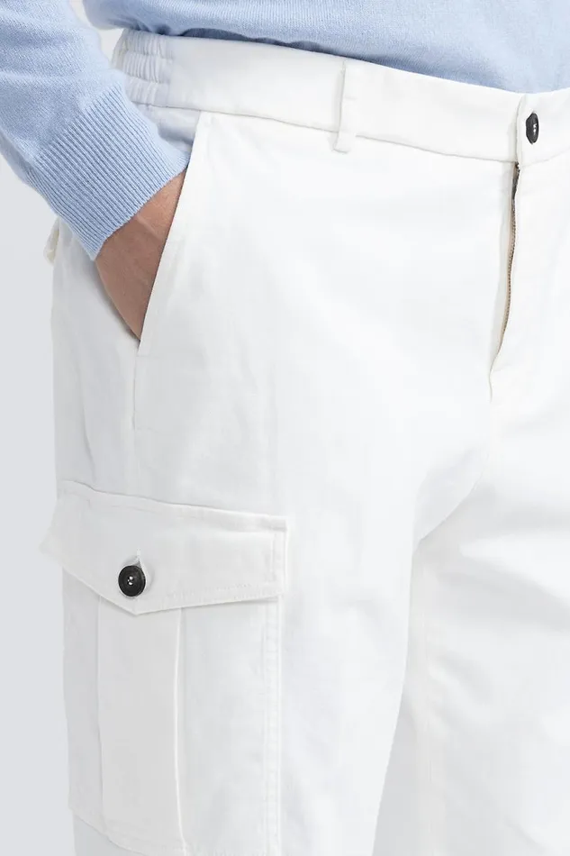 Peserico Trousers Man Cotton Chinos With Pockets Natural White Peserico Trousers Man Cotton Chinos With Pockets Natural White