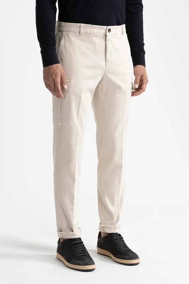Peserico Trousers Man Cotton Chinos With Pockets Pearl Beige