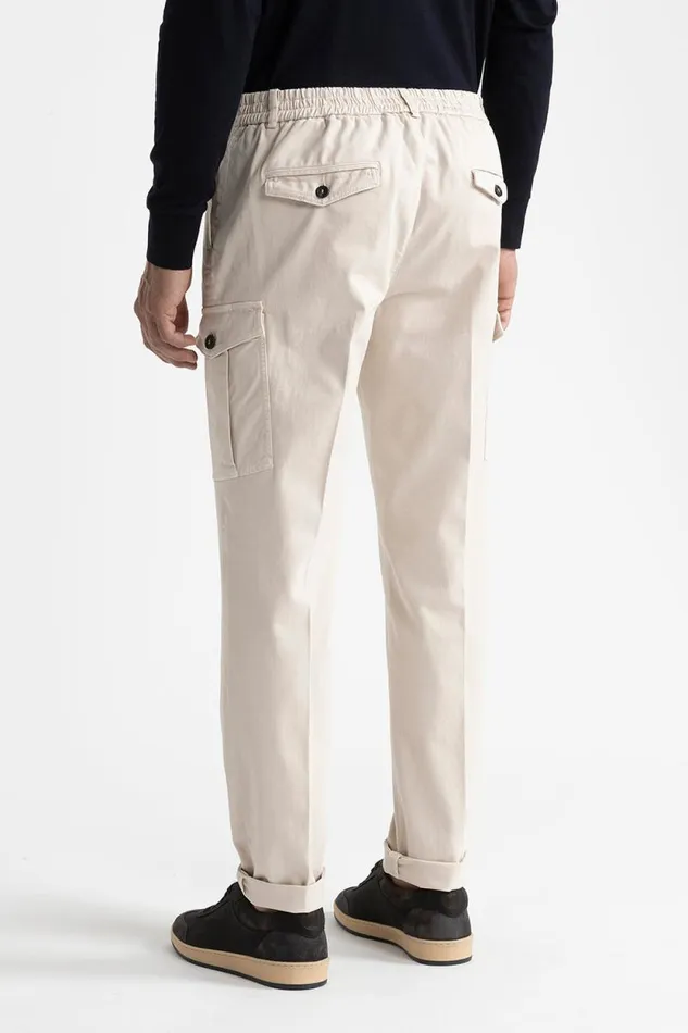 Peserico Trousers Man Cotton Chinos With Pockets Pearl Beige Peserico Trousers Man Cotton Chinos With Pockets Pearl Beige