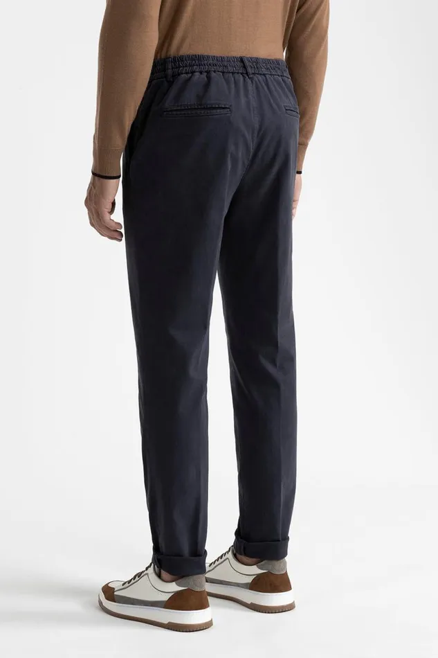 Peserico Trousers Man Cotton Tencel And Silk Joggers Inkwell Blue Peserico Trousers Man Cotton Tencel And Silk Joggers Inkwell Blue