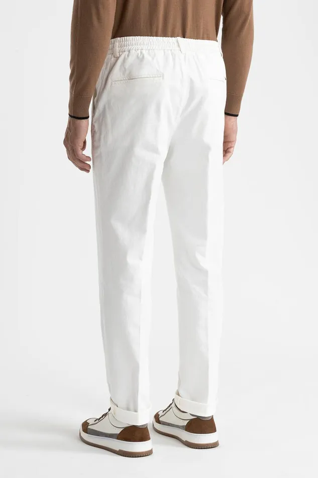 Peserico Trousers Man Cotton Tencel And Silk Joggers Natural White Peserico Trousers Man Cotton Tencel And Silk Joggers Natural White