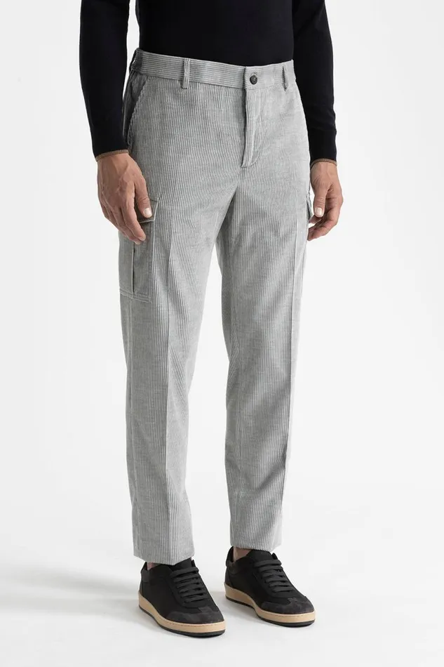Peserico Trousers Man Cotton Velvet Chino Trousers Granite
