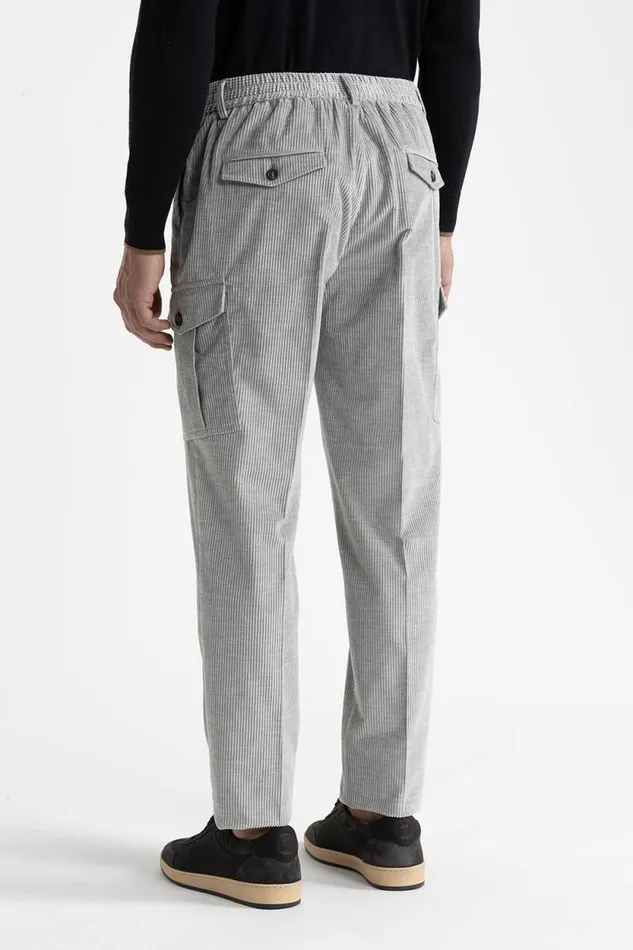 Peserico Trousers Man Cotton Velvet Chino Trousers Granite