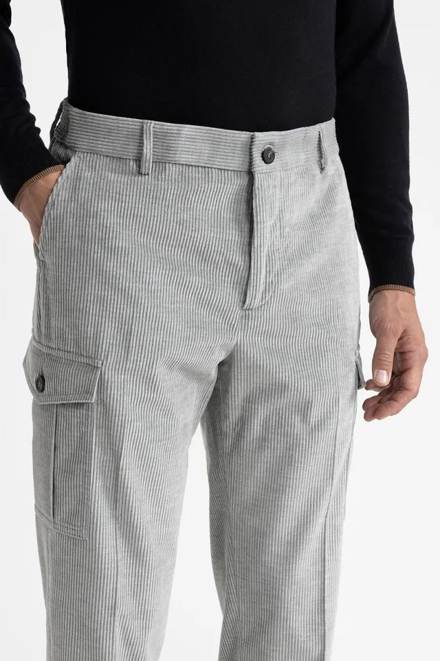 Peserico Trousers Man Cotton Velvet Chino Trousers Granite