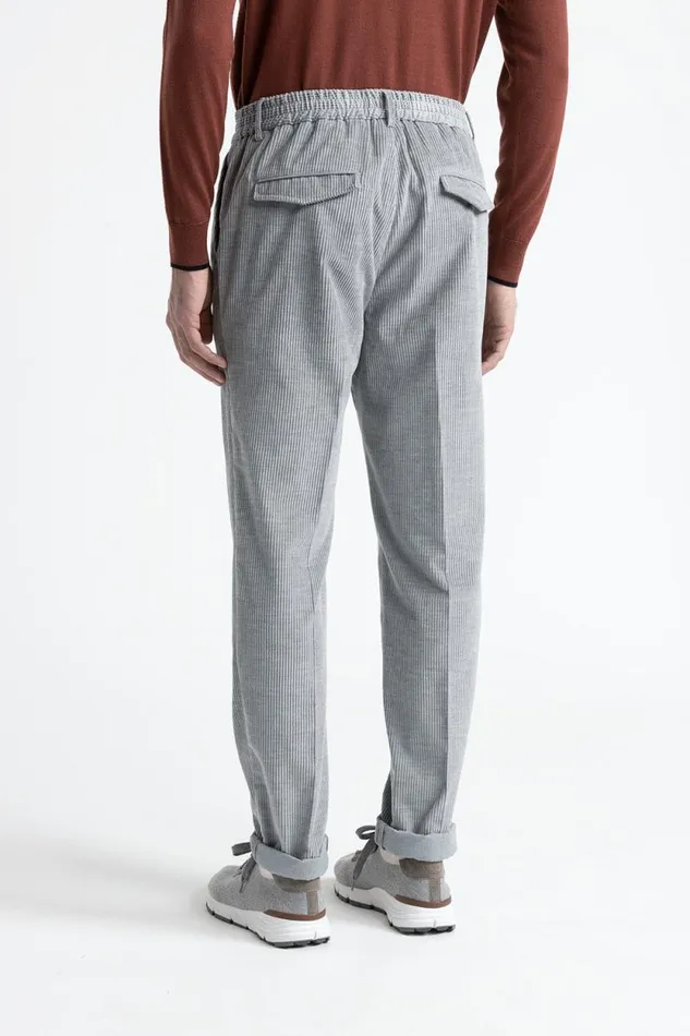 Peserico Trousers Man Cotton Velvet Jogger Trousers Granite Peserico Trousers Man Cotton Velvet Jogger Trousers Granite
