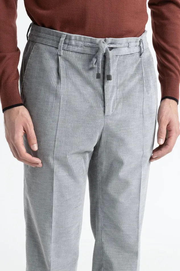 Peserico Trousers Man Cotton Velvet Jogger Trousers Granite Peserico Trousers Man Cotton Velvet Jogger Trousers Granite