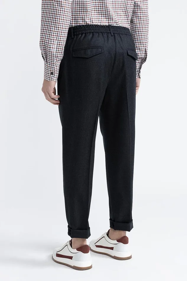 Peserico Trousers Man Pure New Wool Joggers Graphite Peserico Trousers Man Pure New Wool Joggers Graphite